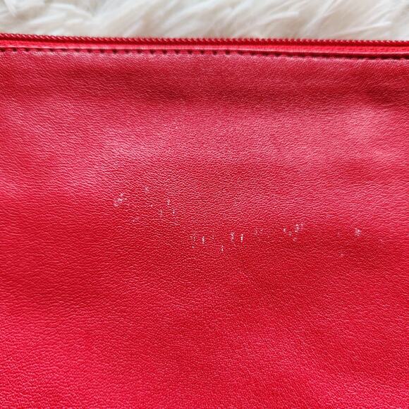 Summit Hill Leather Clutch Purse Solid Red Zip Top Holiday Handbag Vintage - Picture 8 of 8